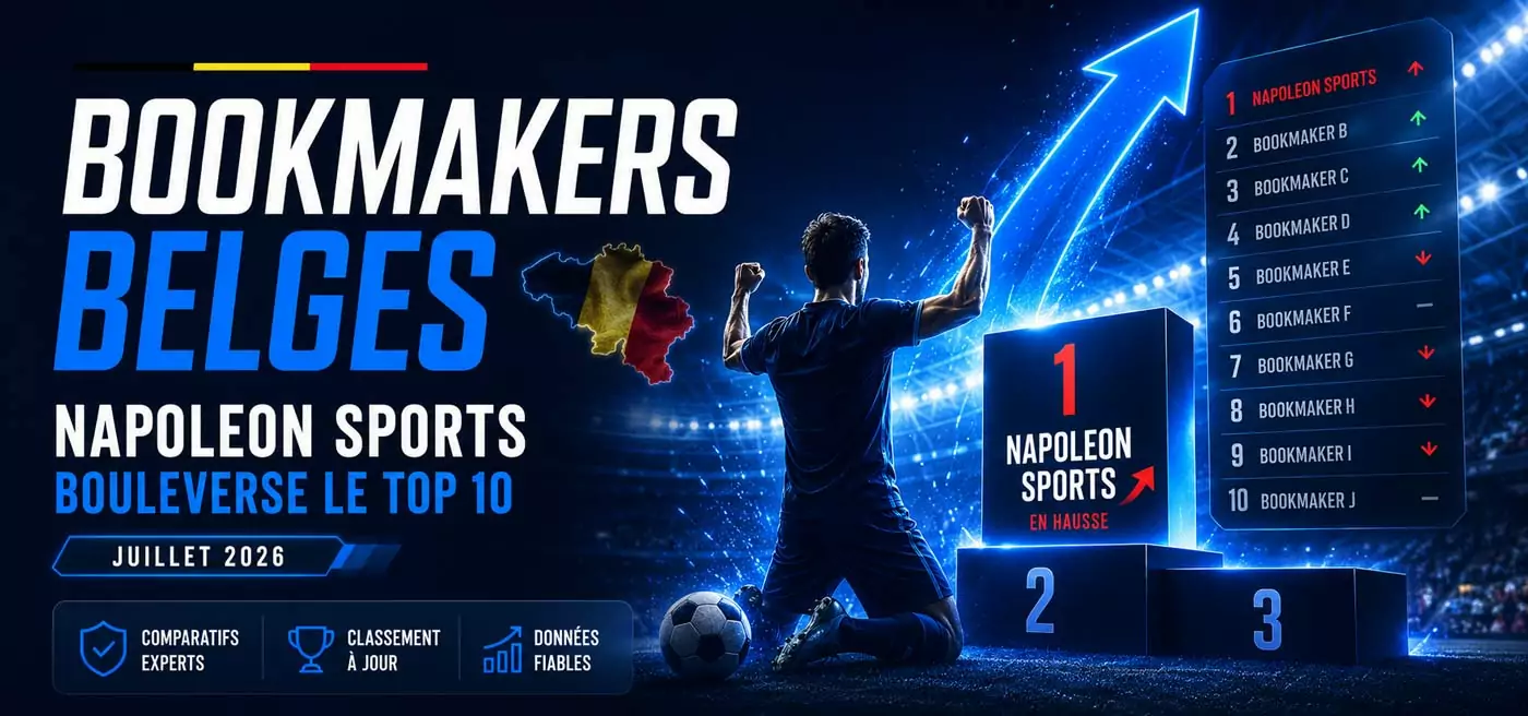 Classement des bookmakers belges avec Napoleon Sports en hausse dans le Top 10 en juillet 2026