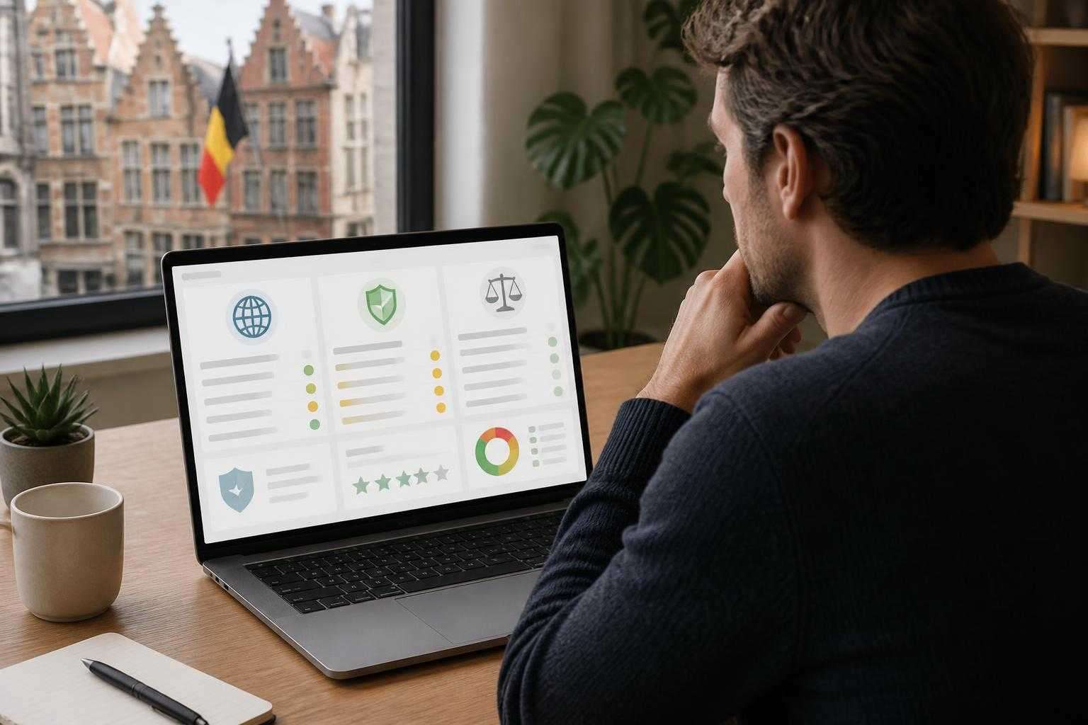 Adult checking whether a gambling site is legal in Belgium