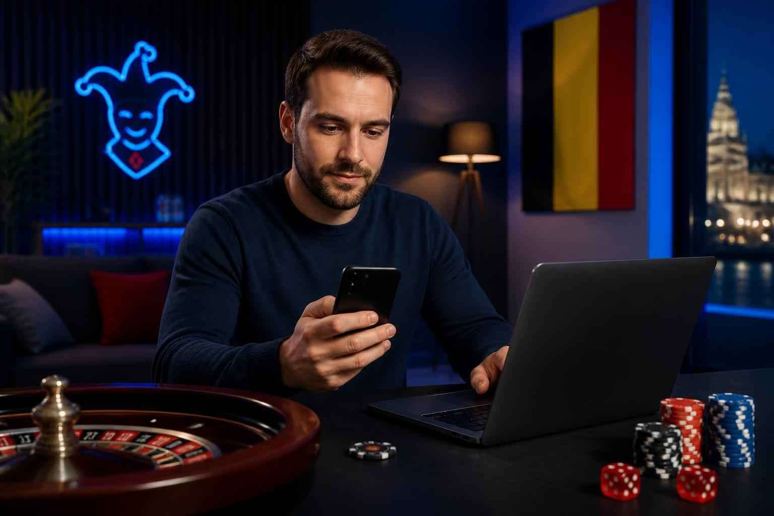 Player checking casino loyalty points on a phone at home